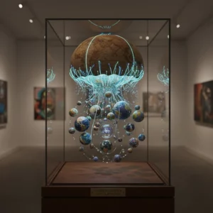Installation suspendue de Gregory Cartola explorant la représentation du monde à l’Exploratorium de Rochefort