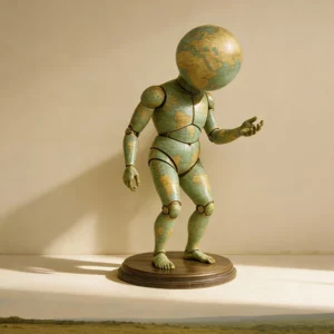 Sculpture inspirée du globe terrestre de Gregory Cartola exposée au musée Exploratorium à Rochefort